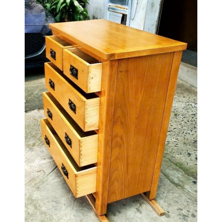 PPS Oak3 : Tủ Gỗ Sồi 3+2 Ngăn Kéo Đứng